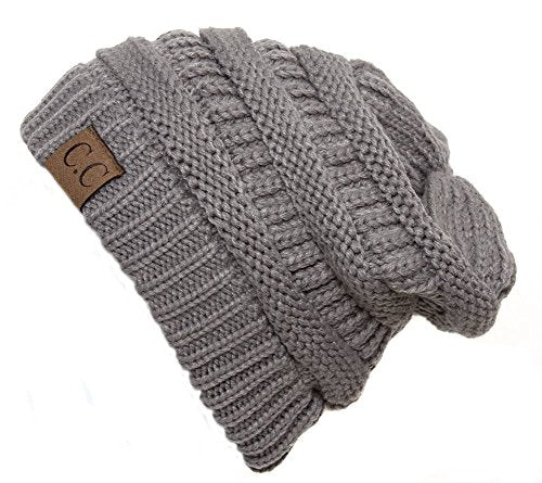 C.C Trendy Warm Chunky Soft Stretch Cable Knit Beanie Skully - color: Grey