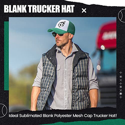 Tarpop 10 Pcs Sublimation Blank Trucker Hats Bulk - color: Green and White