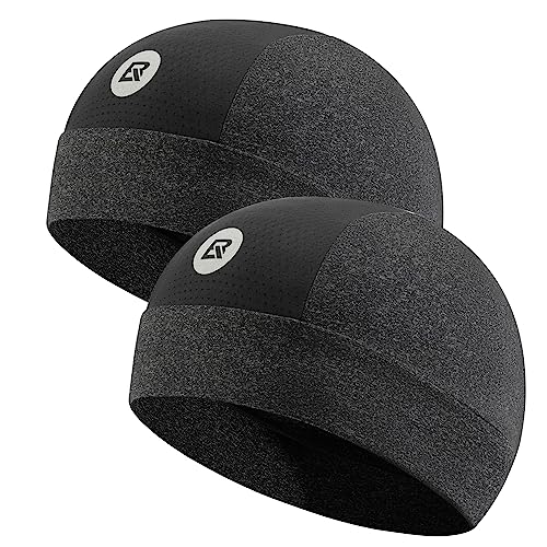 ROCKBROS Cooling Skull Cap Helmet Liner Sweat Wicking 2-Pack Black - color: Hemp Gray 2packs