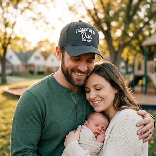 Cool Dad Hats with Funny Sayings Graphic Caps for Dads and Father's Day - color: Black - Promoted to Dad