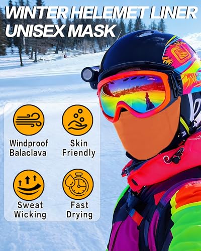 Ski Mask Balaclava for Men Women Windproof Thermal Winter Full Face Mask Cold Weather Skiing Snowboarding Neck Gaiter - color: Black+gray