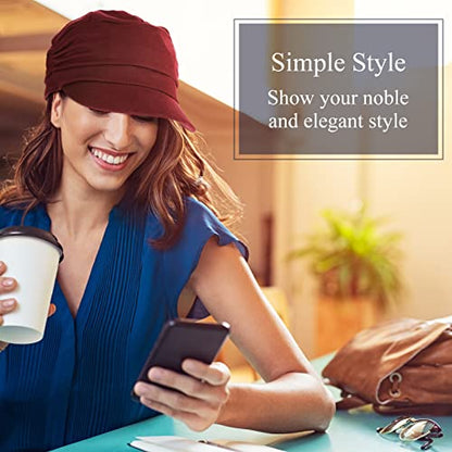 Geyoga 3 Pcs Newsboy Hats for Women with Brim