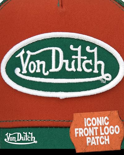 Von Dutch Unisex Trucker Hat, Colorblock, Mesh Back, Curved Bill, Snapback - color: Claystone Red