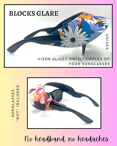 Visor ATTACHES to Sunglasses, EVA Foam, Unisex - color: Pink Floral / Blue Floral / Black Set