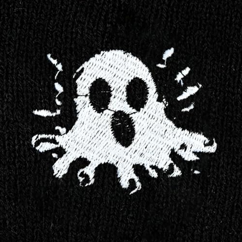 Black Beanie Hat for Men Women Embroidered Knit Winter Beanies Cap - color: Ghost