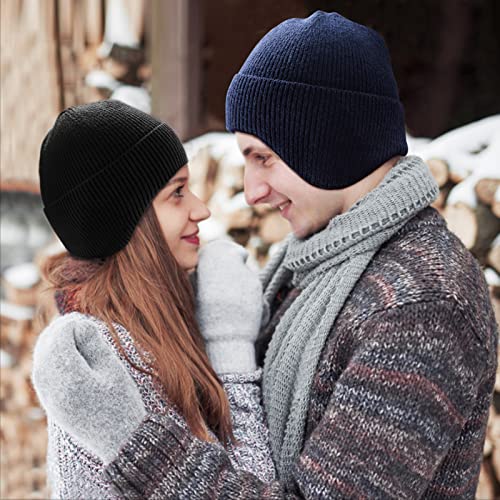 Arcweg Beanie with Earflap for Men Women Winter Warm Thermal Hats Stocking Cap Toboggan Outdoor Hat - color: Black+grey