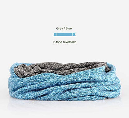 Jeelow Cotton Slouchy Open Top Beanie Hat 2 Pack - color: Black+sky Blue Grey