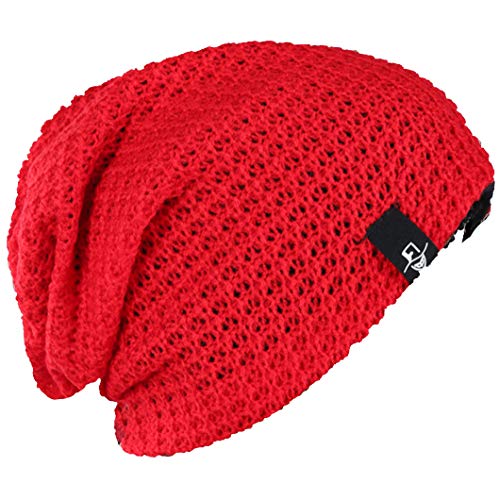 FORBUSITE Mens Slouchy Long Beanie Knit Cap for Summer Winter, Oversize - color: B08-red, size: Large