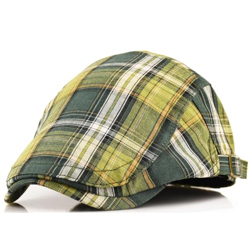 Women's Berets: Black Houndstooth Red Beret Hats for Women Fall Winter Fashion Outfit - color: Advance-plaid-green