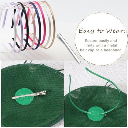 AQOKKA Women Fascinators Hats Flower Mesh Feathers Headband Clip - color: 1 Pc Feather Fascinators : Green