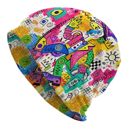 Beanie Hat for Men Women Slouchy Beanie Skull Sleep Cap Soft Lightweight Chemo Hat Stretch Cancer Headwear - color: Graffiti