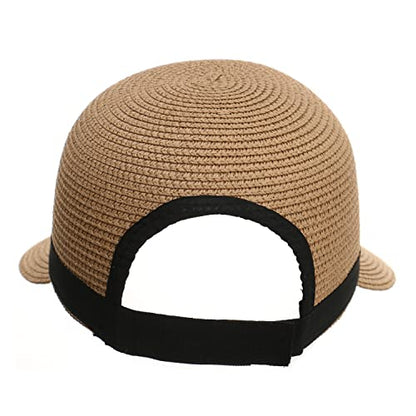 Summer Visor Hats for Women Foldable Floppy Solid Color Straw Sun Hat Travel Beach Baseball Cap - color: Khaki