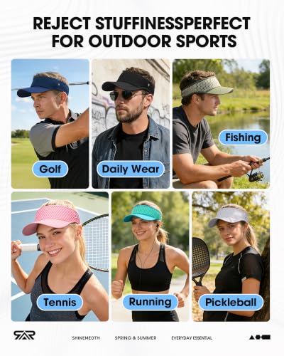 SUNMECI Mesh Breathable Sports Visor - Men Women Adjustable Lightweight Quick Dry Sun Hat for Tennis, Golf, Running - color: Royal Blue