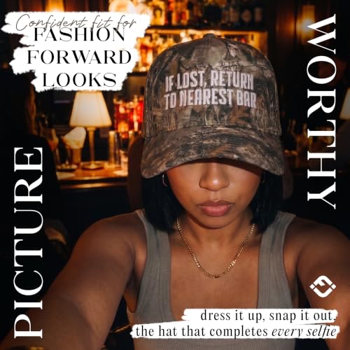 Funky Junque Adult Trucker Snapback Hat 2-Tone Baseball Cap - color: If Lost, Return to Nearest Bar - Wood Camo