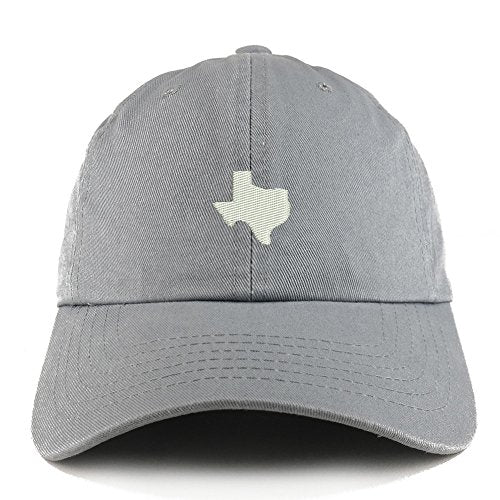 Trendy Apparel Shop Texas State Map Embroidered Low Profile Soft Cotton Dad Hat Cap - color: Grey