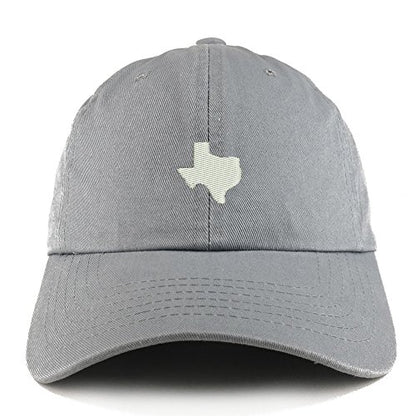 Trendy Apparel Shop Texas State Map Embroidered Low Profile Soft Cotton Dad Hat Cap - color: Grey