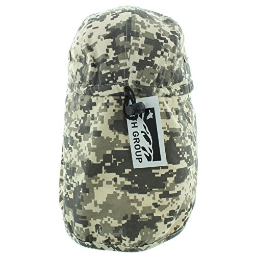 JFH 4 Panel Adjustable Outdoors Fishing Cap with Ear and Neck Flap Sun Cover Unisex - color: Light Digi Camo