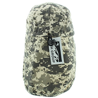 JFH 4 Panel Adjustable Outdoors Fishing Cap with Ear and Neck Flap Sun Cover Unisex - color: Light Digi Camo
