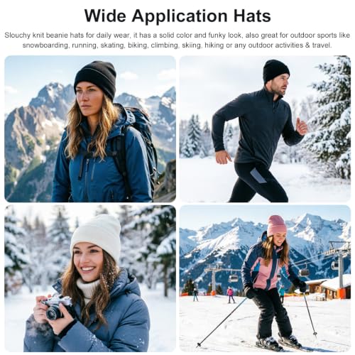 DRESHOW Winter Beanie for Women Men Fleece Lined Slouchy Knit Thick Beanies - color: 1 Pack Knit Beanie Hat: Khaki