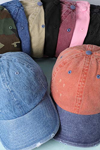 MIRMARU Distressed Baseball Cap Low Profile Vintage Cotton Dad Hats with Adjustable Strap.