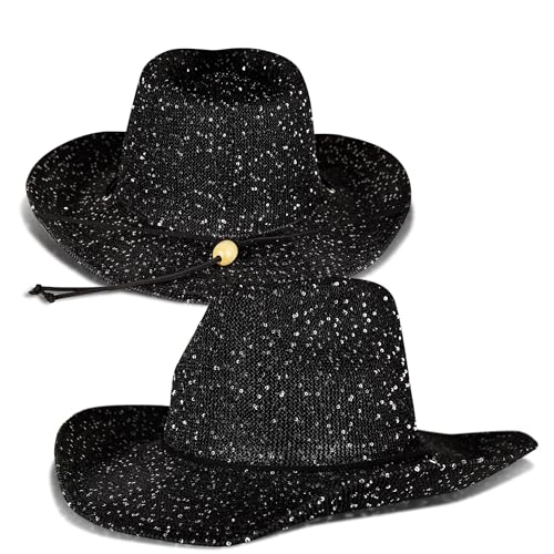 Lucky Brand Women's Straw Cowboy Hat | Rope Design | Western | Style | Fashion | Sun Protection | Breathable - color: Metallic Straw - Black