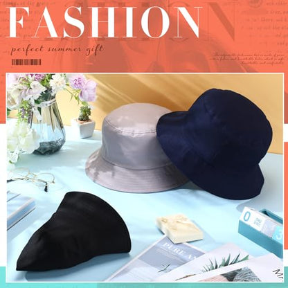 Zhanmai 3 Pcs XXL Bucke Large Oversize Hat for Woman - color: Grey, Dark Blue and Black