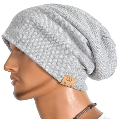 VECRY Men's Slouch Beanie Skull Cap Long Baggy Hip-Hop Winter Summer Hat - color: Hoary