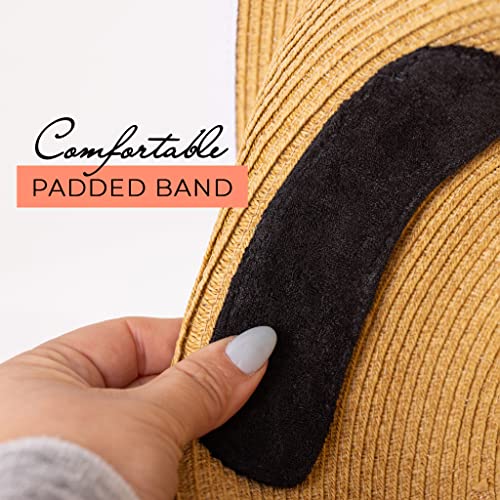 Sun 'N' Sand French Laundry Straw Sun Hats for Women - Backless, Foldable, and Packable Hat - Beach Hat for Women - 4" Brim - color: Orange