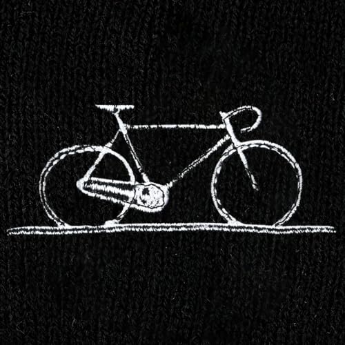 Black Beanie Hat for Men Women Embroidered Knit Winter Beanies Cap - color: Cycling