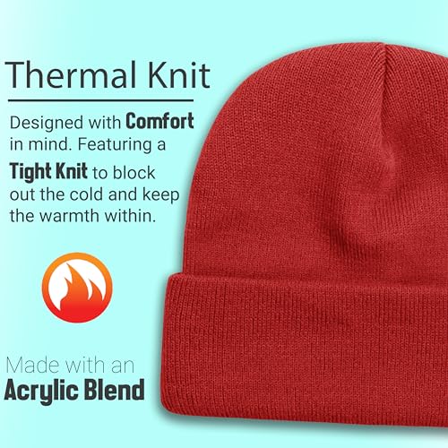 25 Pack Winter Beanie Hats, Unisex Thermal Toboggan Cold Weather Cuffed Caps Bulk Bundle - color: Assorted Neon