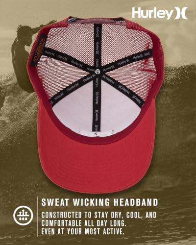 Hurley Mens Trucker Hat Fairway Mesh Quick-Dry Trucker Hat, Snapback - color: Valient Red