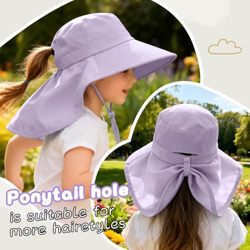 ZOORON Outdoor Kids Sun Hat with Neck Flap UPF 50+ Sun Protection Fishing Hat Wide Brim Summer Kids Beach Hats for Girls Boys - color: 1pack-purple