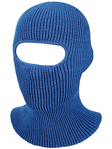 SATINIOR 1 Hole Ski Mask Winter Knitted Balaclava Warm Full Face Mask Windproof Head Cover for Men Women Sports Outdoor - color: Denim Blue, size: Medium