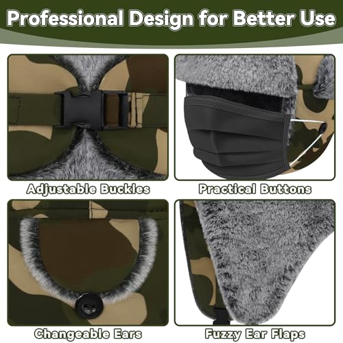 Olreco Waterproof Toddler Winter Hat Warm Fur Fleece Baby Boy Winter Hat Kids Snow Hats Girls Boys Trapper Hats with Earflaps - color: Waterproof Woodland Camo With Grey Fur, size: 2-5T