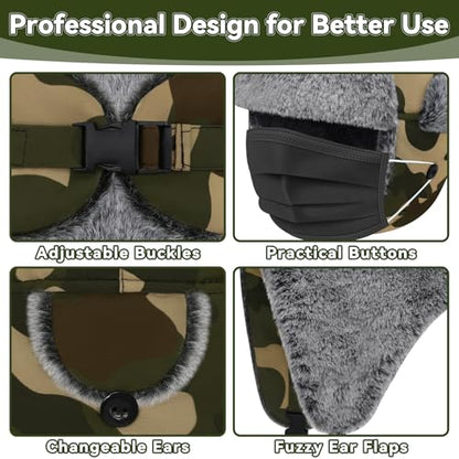Olreco Waterproof Toddler Winter Hat Warm Fur Fleece Baby Boy Winter Hat Kids Snow Hats Girls Boys Trapper Hats with Earflaps - color: Waterproof Woodland Camo With Grey Fur, size: 2-5T