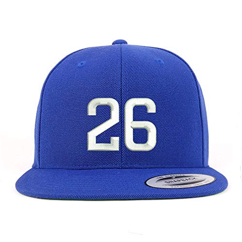 Trendy Apparel Shop Number 26 Embroidered Snapback Flatbill Baseball Cap - color: Royal