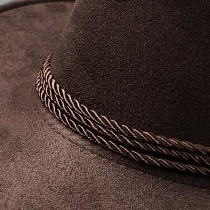 Classic Western Rolled-up Vegan Suede Cowboy Hat - color: Coffee