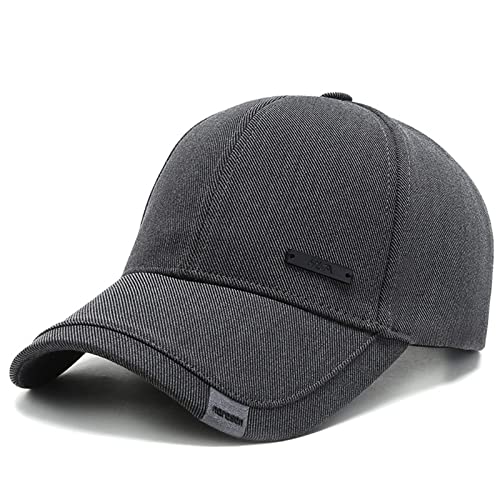 Vintage Cotton Dad Hat with Double Layer Peaks Adjustable Baseball Cap Trendy Trucker Hat for Mens Headwear - color: Grey