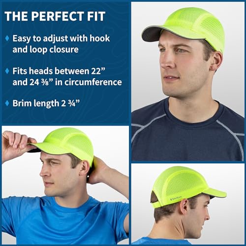 TrailHeads Men's Race Day Running Hat, Quick Dry, Moisture Wicking - color: Highlighter Yellow