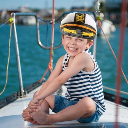8 Pieces Captain Hats Adjustable White Sailors Navy Marine Admiral Caps for Yacht Theme Party Costume Accessory - color: Style 3