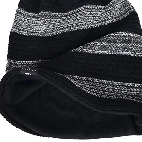 VECRY Mens Slouchy Beanie Knit Skull Cap Long Baggy Hip-hop Winter Summer Hat B305 - color: Retro-black&grey, size: Large