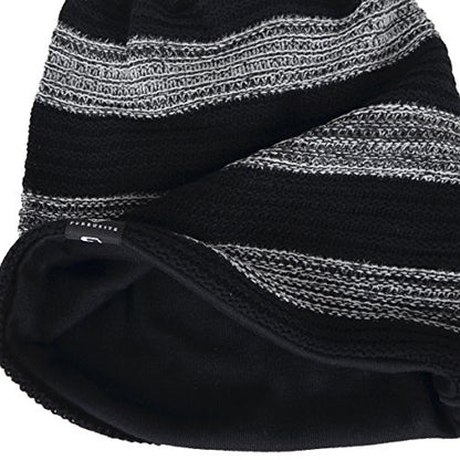 VECRY Mens Slouchy Beanie Knit Skull Cap Long Baggy Hip-hop Winter Summer Hat B305 - color: Retro-black&grey, size: Large