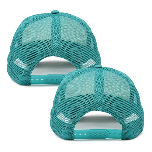 DALIX Two Tone Blank Trucker Hats Caps (2 for 1) - color: Teal/White