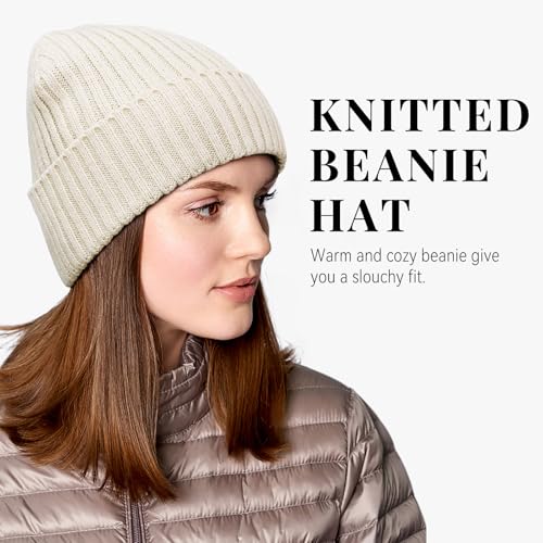 OZERO Winter Beanie for Men Women,Thermal Knit Soft Fleece Lined Hats - color: Beige