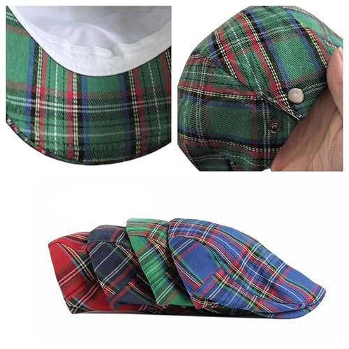 Men's Newsboy Hat Striped Plaid Cap Ivy Gatsby Cabbie Driving Irish Beret - color: Green