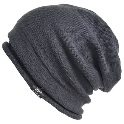 VECRY Men's Slouch Beanie Skull Cap Long Baggy Hip-Hop Winter Summer Hat - color: Roll-grey
