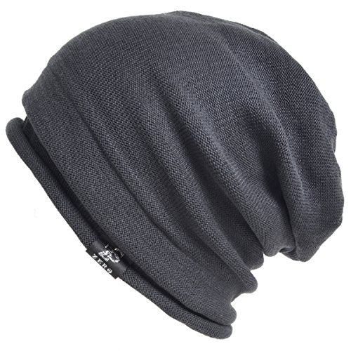 VECRY Men's Slouch Beanie Skull Cap Long Baggy Hip-Hop Winter Summer Hat - color: Roll-grey