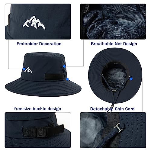 TOP-EX Men's Waterproof Bucket Sun Hat, UPF 50+ Wide Brim, S/M-XXL - color: 94573_navy Blue, size: X-Large-XX-Large