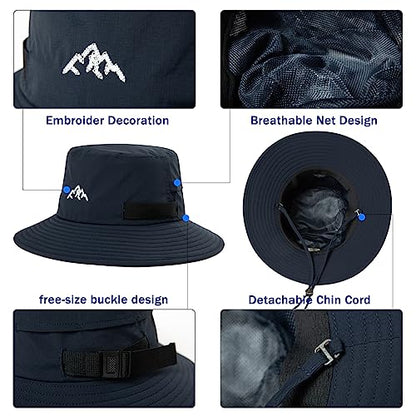 TOP-EX Men's Waterproof Bucket Sun Hat, UPF 50+ Wide Brim, S/M-XXL - color: 94573_navy Blue, size: XX-Large