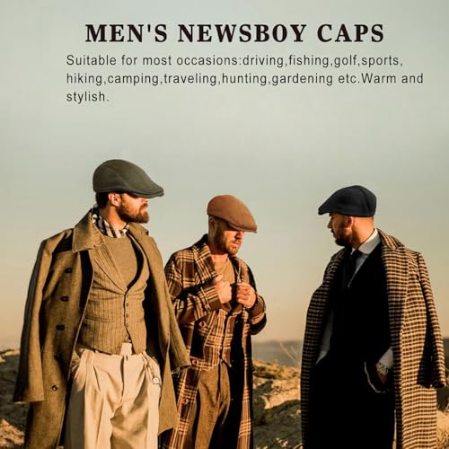 Xinveen Suede Cap Newsboy Hat Elastic Adjustment Beret Ivy Cap Irish Cabbie Driving Hunting Hats - color: Black